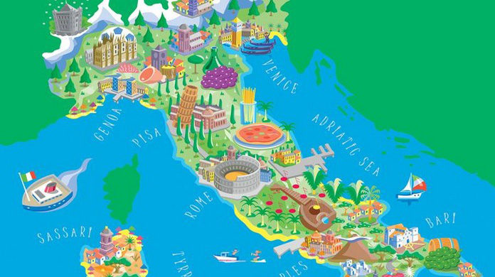 Map of Italy with the Best Pizza places