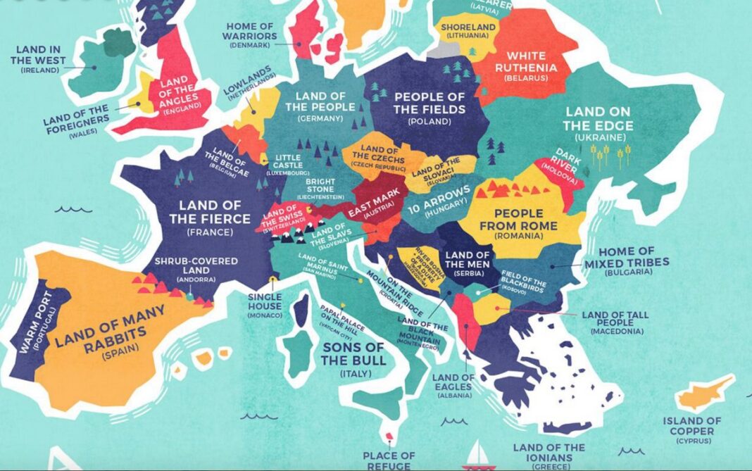 World Map Shows the Literal Meaning of every Country’s Name | This is ...